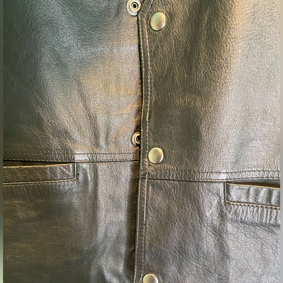 Wilson Leather Vest Men’s Black Large Snap Up Motorcycle Harley Davidson Patch - Picture 3 of 13